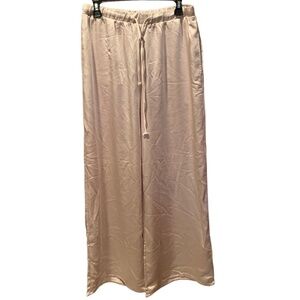 Candidly Chan Satin Wide Leg Pant Champagne Medium NWT
